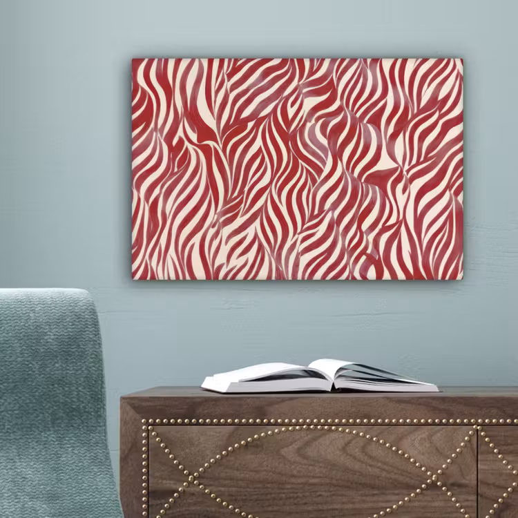 Golvende vormen - Abstract - Rood canvas 2cm klein -sfeer4