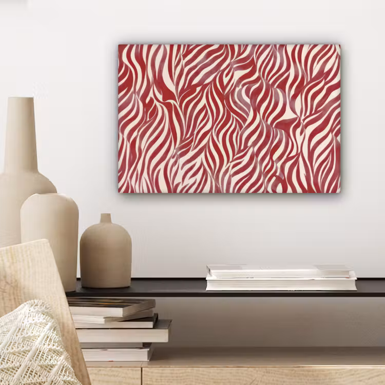 Golvende vormen - Abstract - Rood canvas 2cm klein -sfeer6