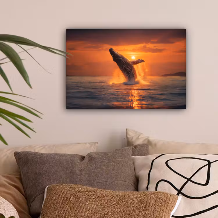 Walvis - Zon - Zee canvas 2cm klein -sfeer1