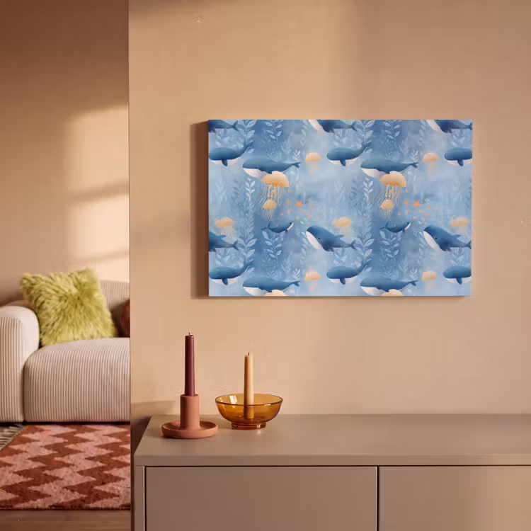 Walvissen - Oceaan - Blauw canvas 2cm klein 34 -sfeer1