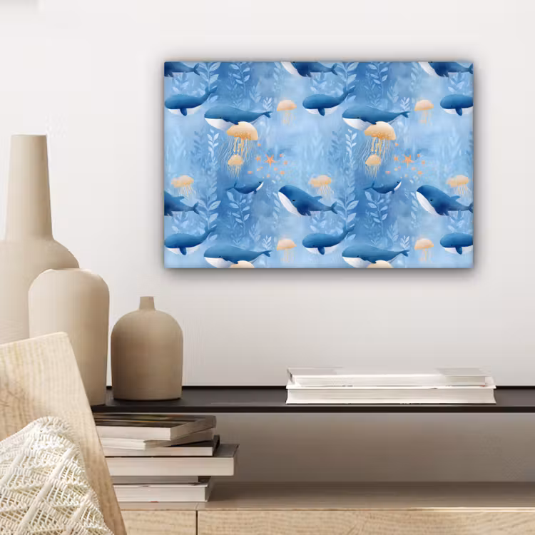Walvissen - Oceaan - Blauw canvas 2cm klein 34 -sfeer6