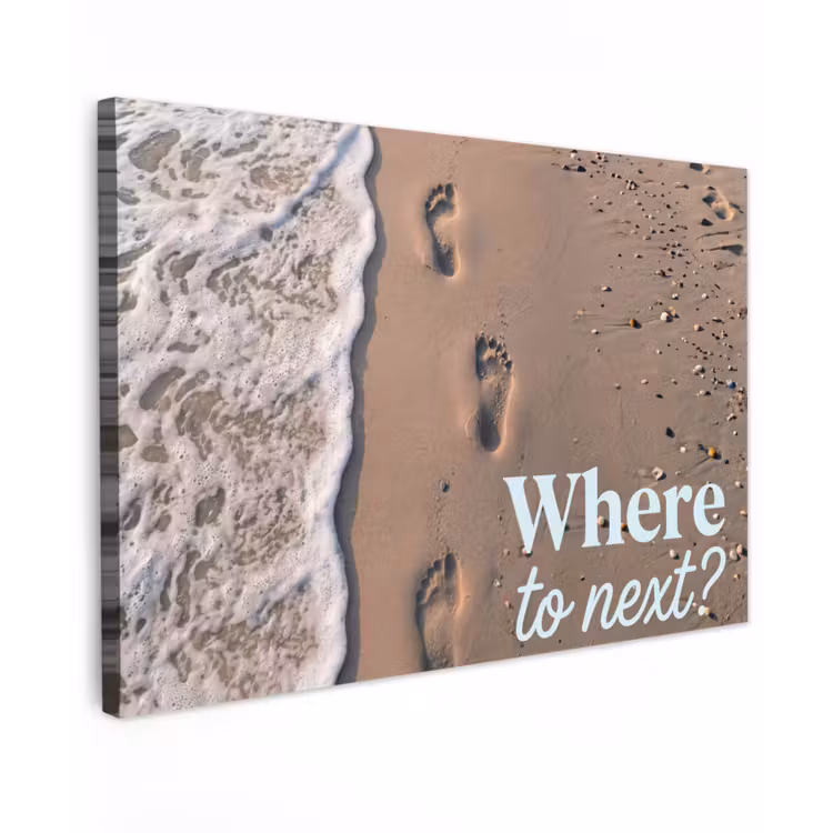 Where to next - Strand - Voetstappen canvas 2cm klein -z3d