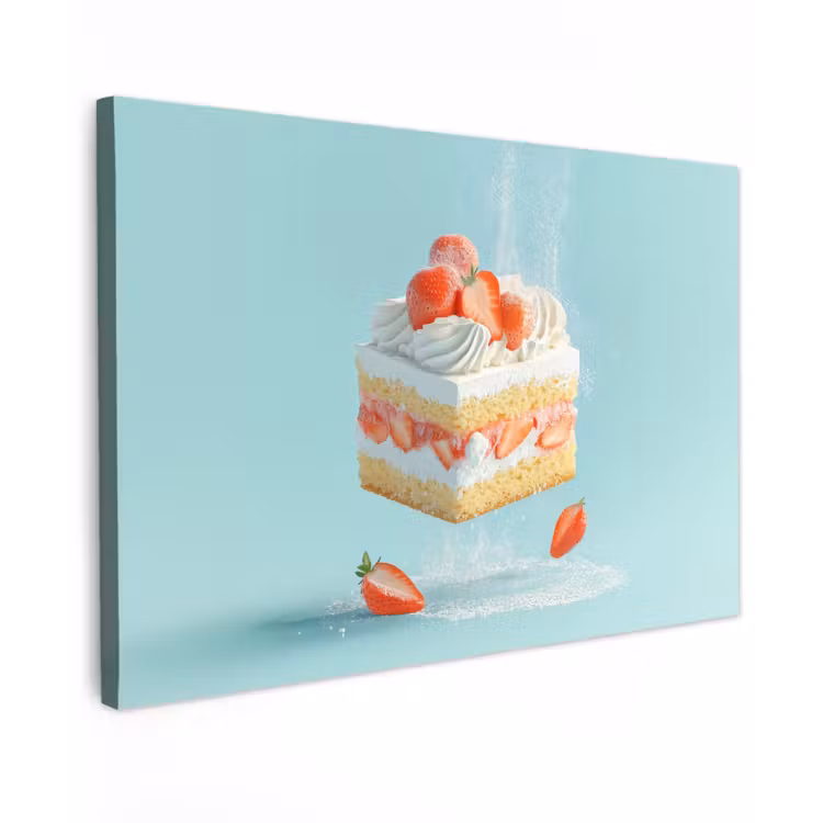 Slagroom - Taart - Blauw - Eten canvas 2cm klein -z3d