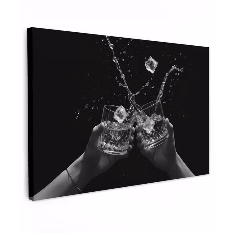 Whiskyglazen - Ijs - Spetters - Zwart canvas 2cm klein -z3d