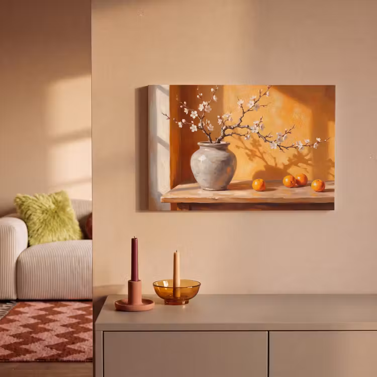 Canvas Print - White Flowers - Still Life - Witte bloemen - Stilleven canvas 2cm klein