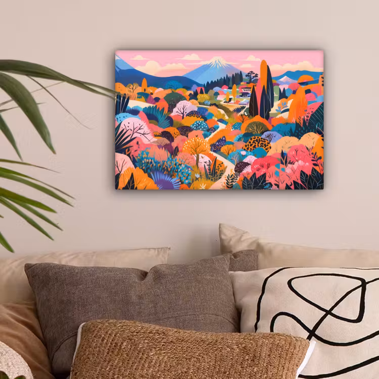 Witte bergtop - Modern - Kleurrijk canvas 2cm klein -sfeer1