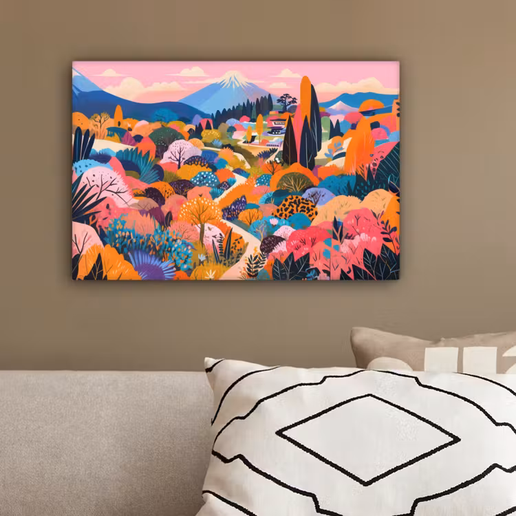 Witte bergtop - Modern - Kleurrijk canvas 2cm klein -sfeer3