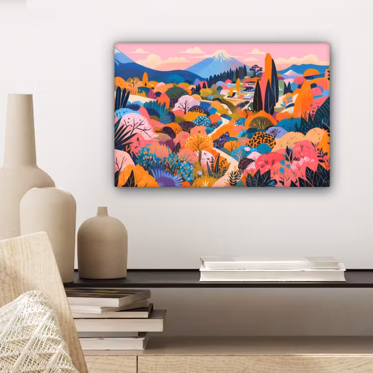 Witte bergtop - Modern - Kleurrijk canvas 2cm klein -sfeer6