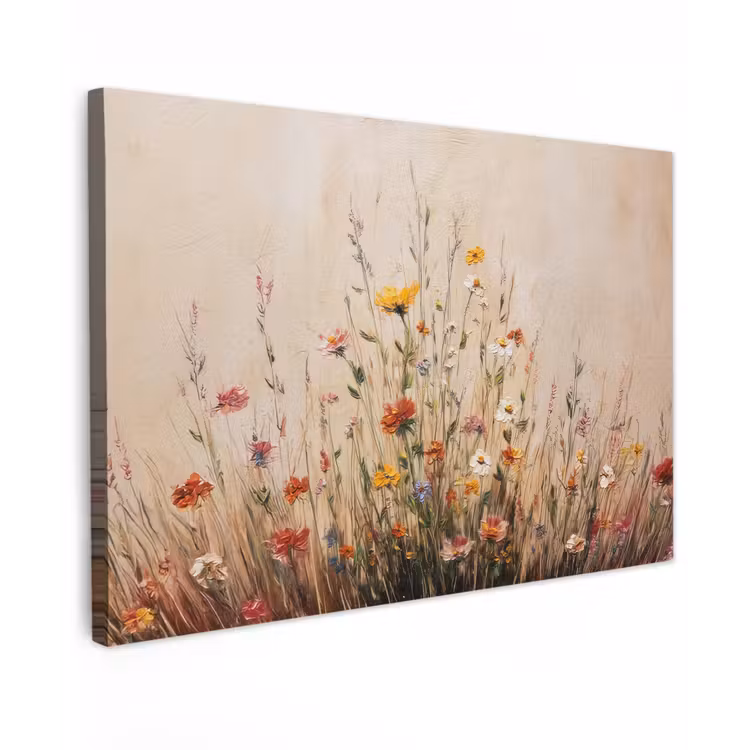 Wilde bloemen - Penseelstreken - Rustgevend canvas 2cm klein -z3d