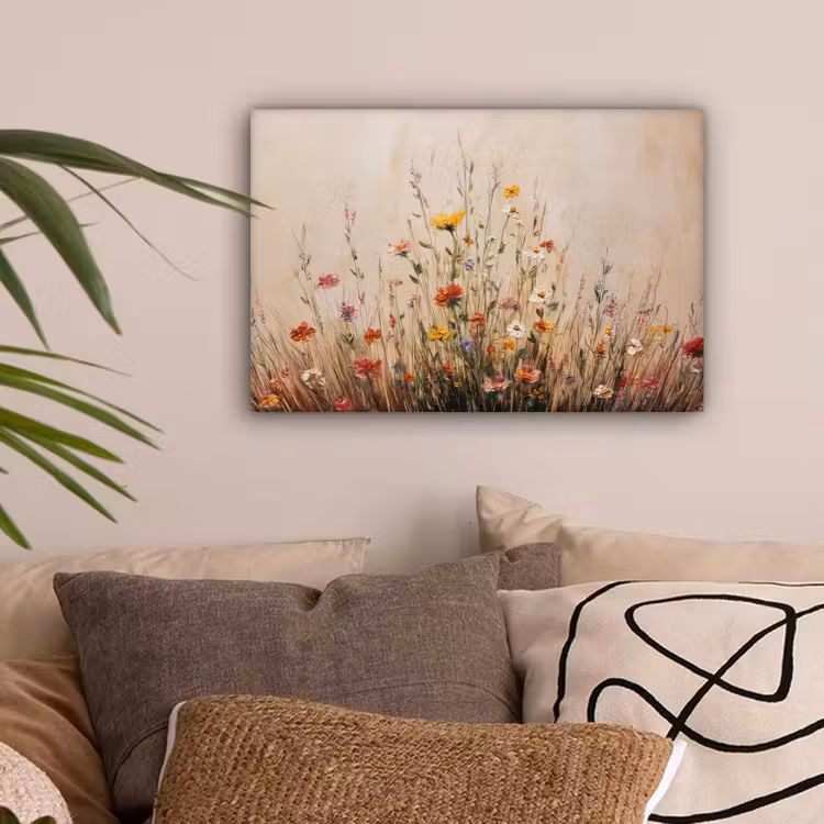 Wilde bloemen - Penseelstreken - Rustgevend canvas 2cm klein -sfeer1