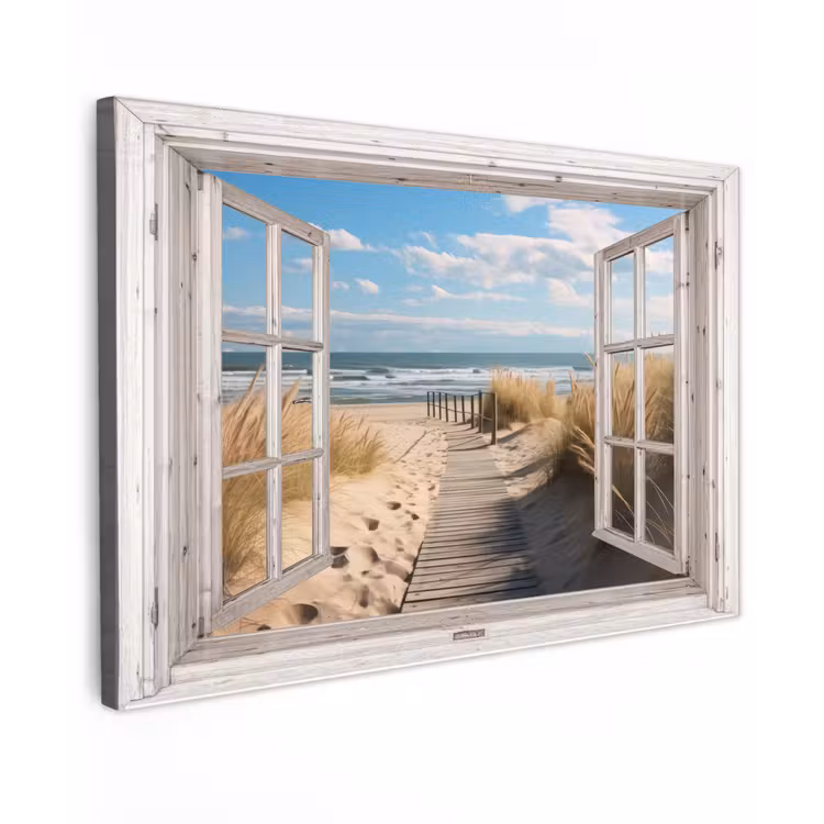 Raam - Zee - Kust - Natuur - Doorkijk - Strand - Waddenzee canvas 2cm klein -z3d