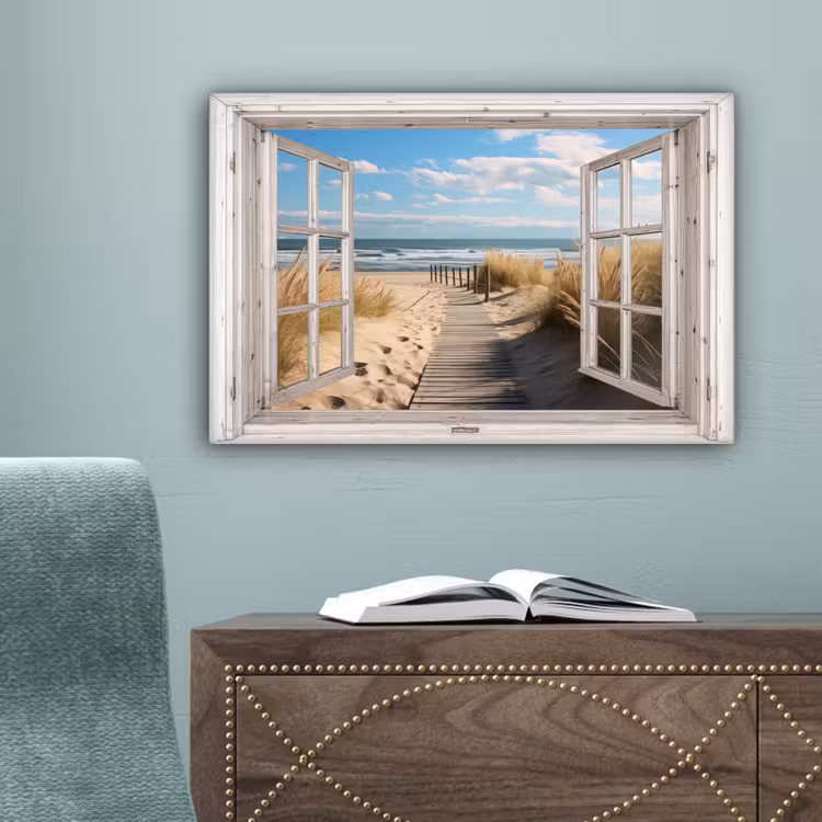 Raam - Zee - Kust - Natuur - Doorkijk - Strand - Waddenzee canvas 2cm klein -sfeer4