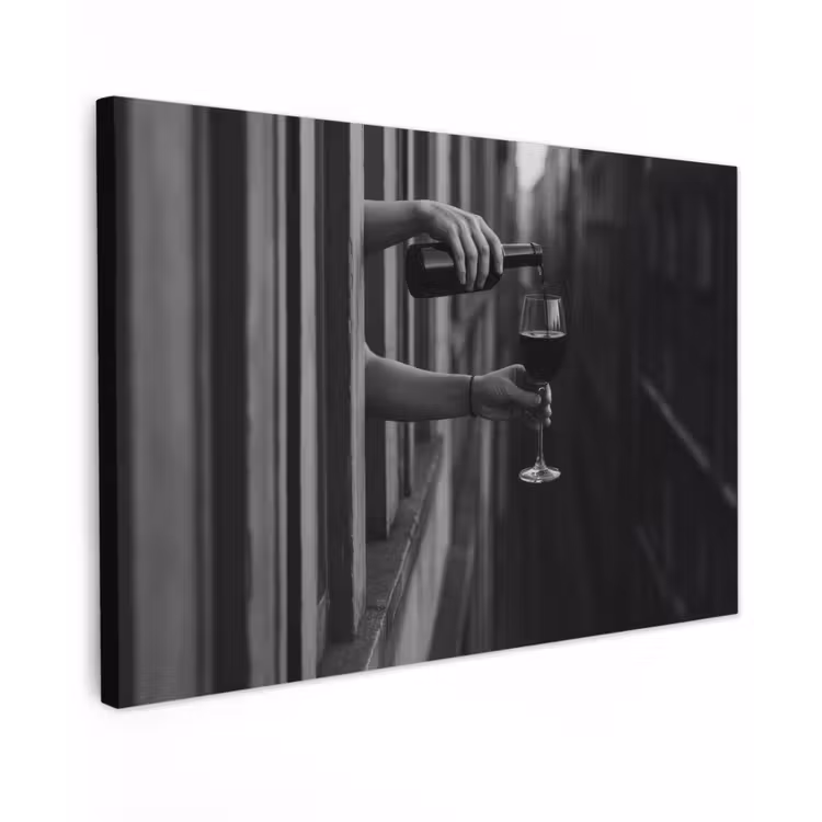 Wijnfles - Glas - Handen - Raam canvas 2cm klein -z3d