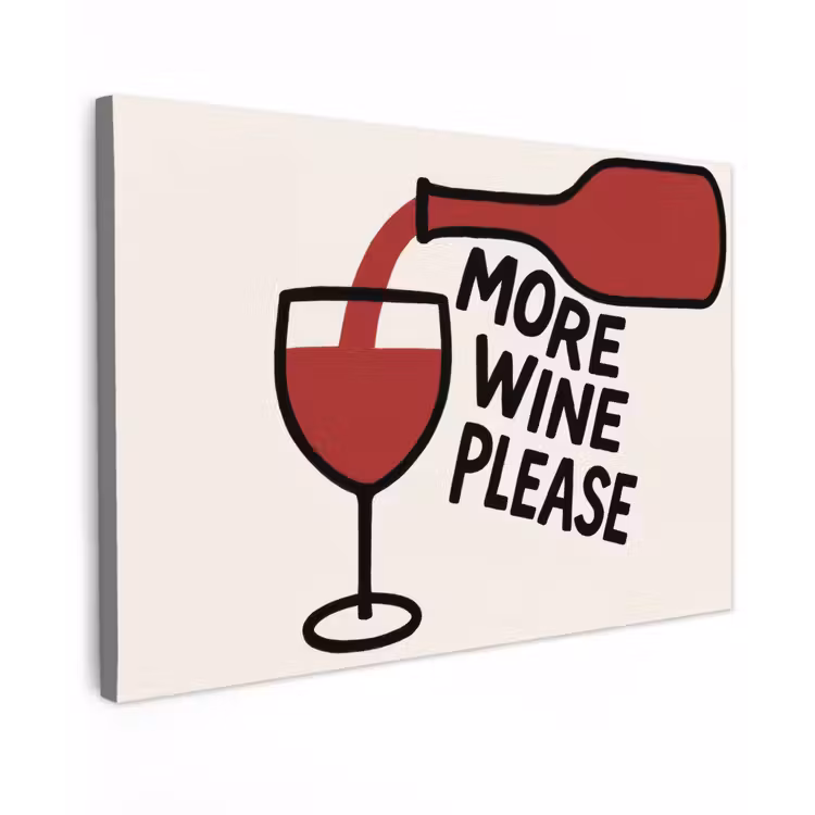 Wijnfles - Quote - Rood - Glas canvas 2cm klein -z3d