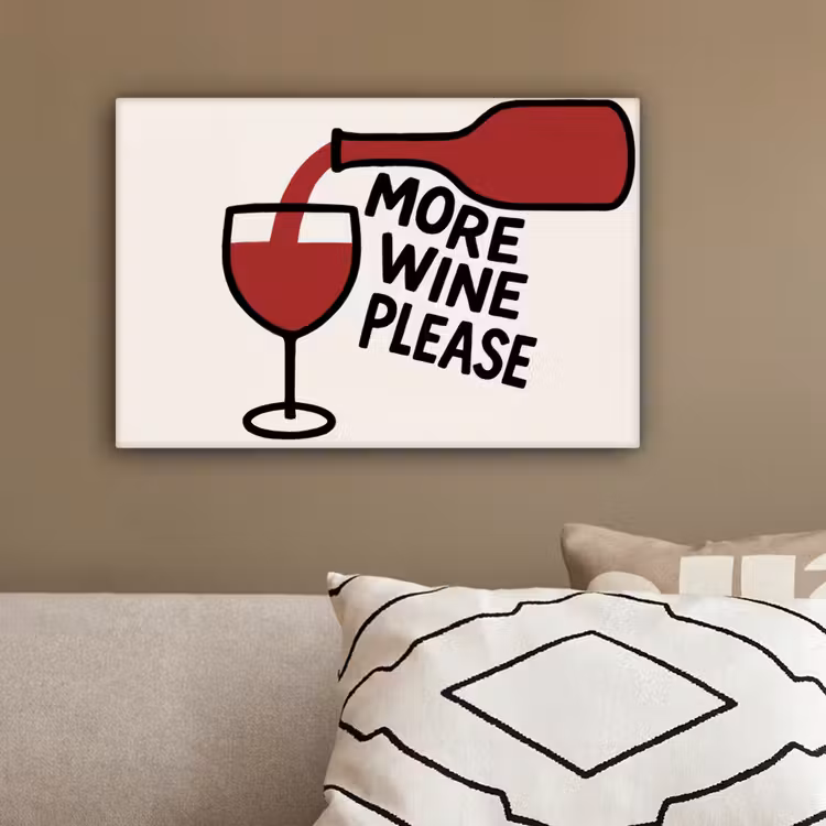 Wijnfles - Quote - Rood - Glas canvas 2cm klein -sfeer3