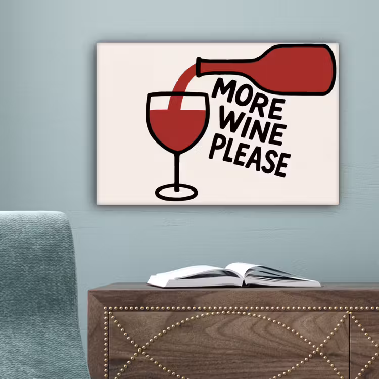 Wijnfles - Quote - Rood - Glas canvas 2cm klein -sfeer4