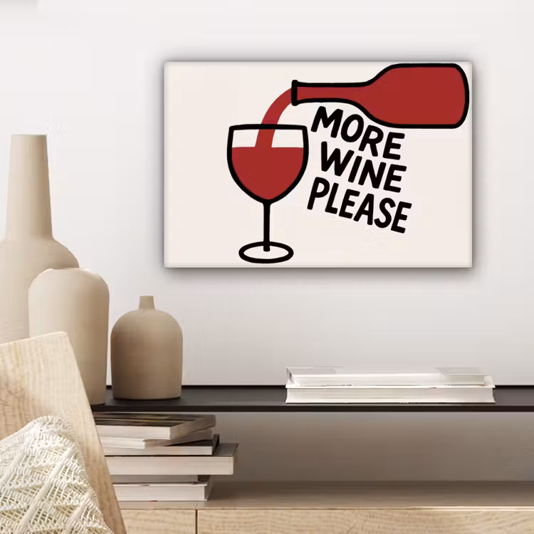Wijnfles - Quote - Rood - Glas canvas 2cm klein -sfeer6