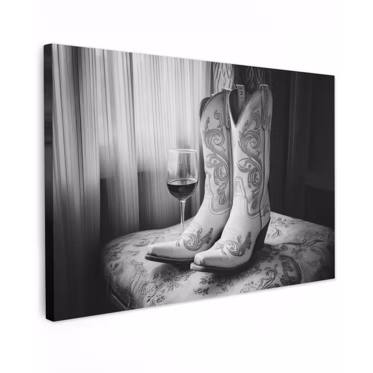 Wijn - Cowboylaarzen - Raamlicht - Wit canvas 2cm klein -z3d