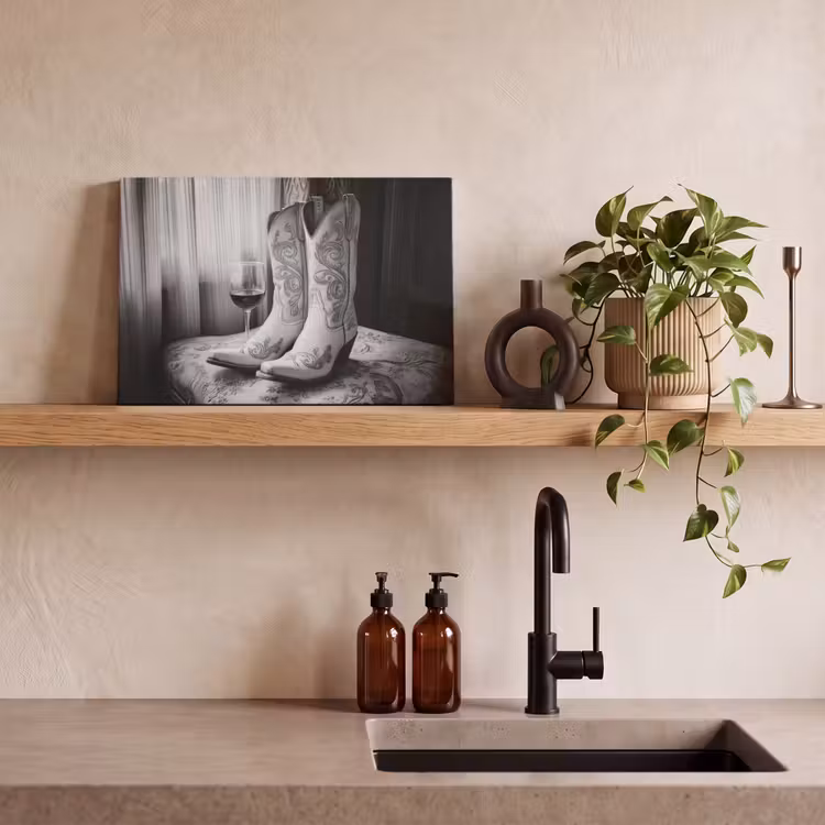 Wijn - Cowboylaarzen - Raamlicht - Wit canvas 2cm klein -sfeer3