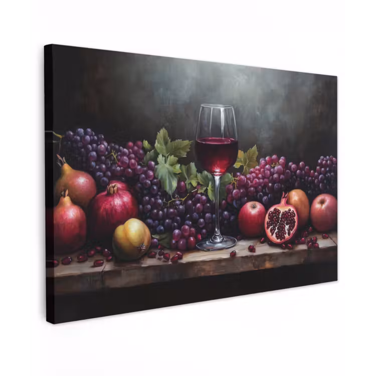 Wijn - Fruit - Stilleven canvas 2cm klein -z3d