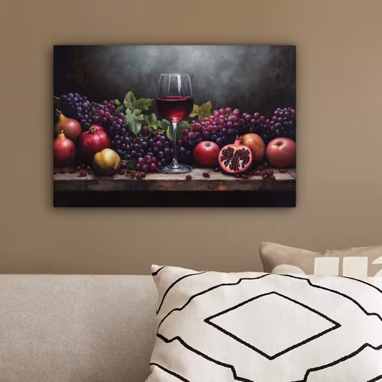 Wijn - Fruit - Stilleven canvas 2cm klein -sfeer3