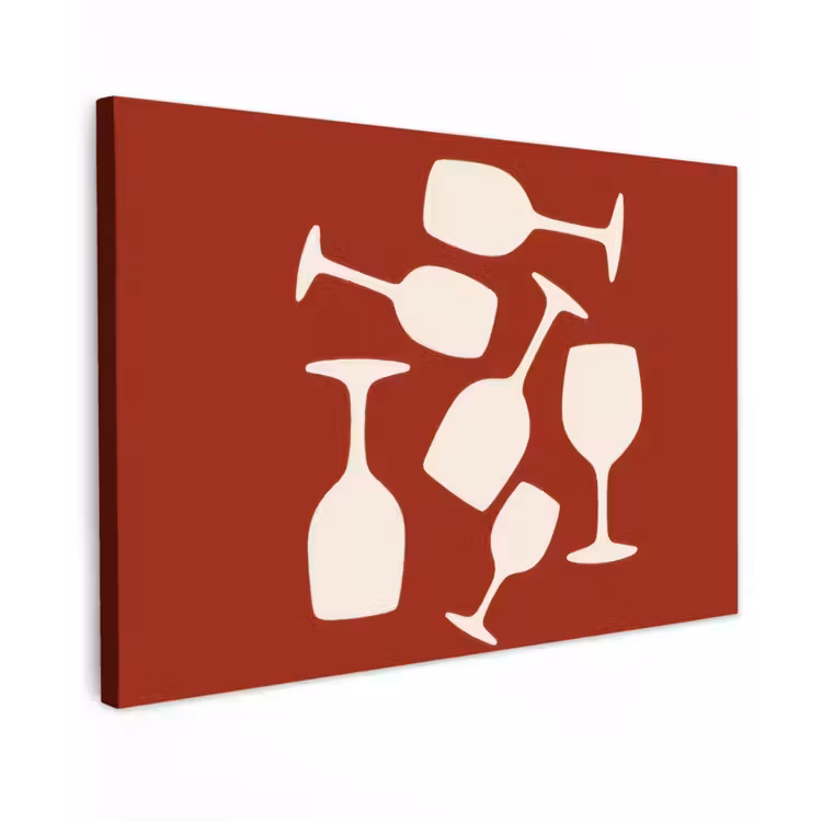 Wijnglazen - Silhouetten - Wit canvas 2cm klein -z3d