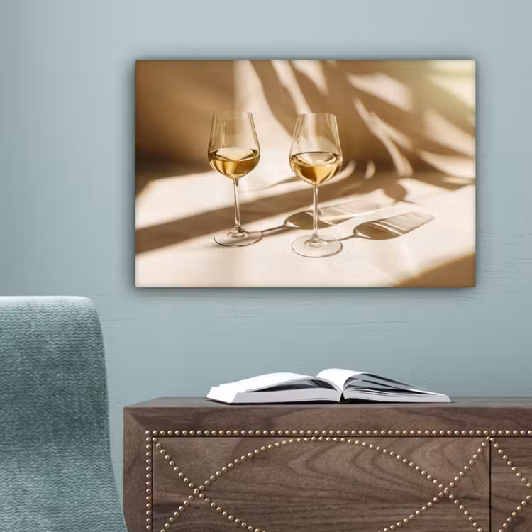Wijn - Wijnglazen - Wit canvas 2cm klein -sfeer4