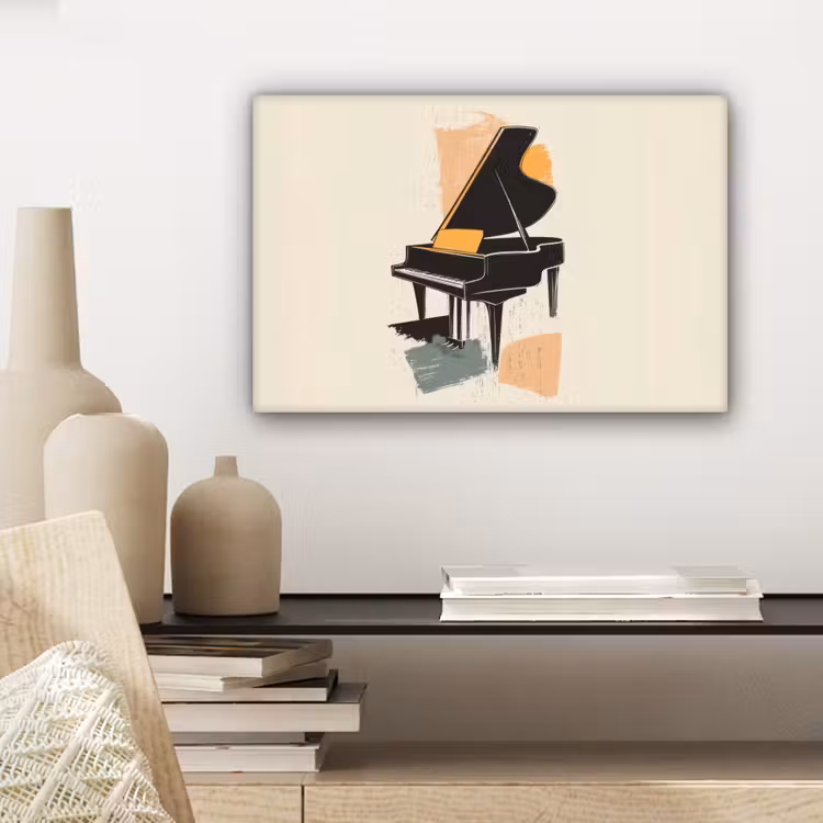 Vleugel - Zwart - Abstract - Illustratie canvas 2cm klein -sfeer6