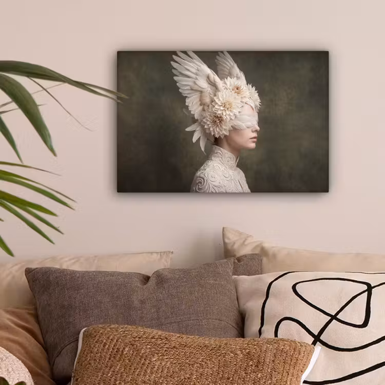Vleugels - Vrouw - Wit canvas 2cm klein -sfeer1