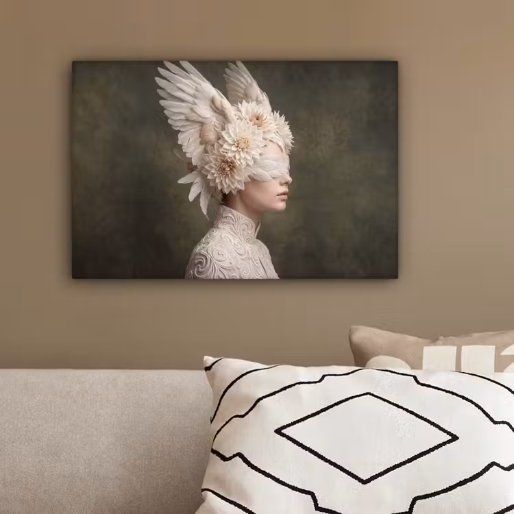 Vleugels - Vrouw - Wit canvas 2cm klein -sfeer3