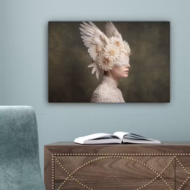 Vleugels - Vrouw - Wit canvas 2cm klein -sfeer4