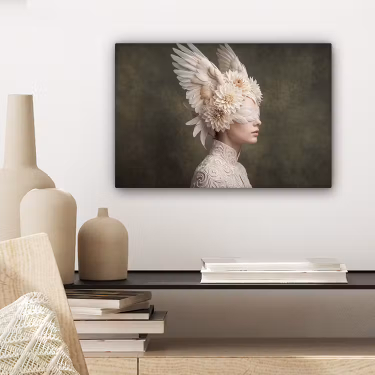Vleugels - Vrouw - Wit canvas 2cm klein -sfeer6