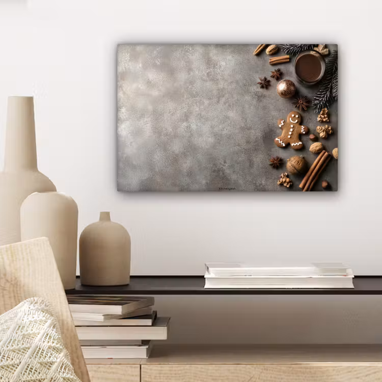 Winter - Kerst - Beton - Gingerbread man canvas 2cm klein -sfeer6