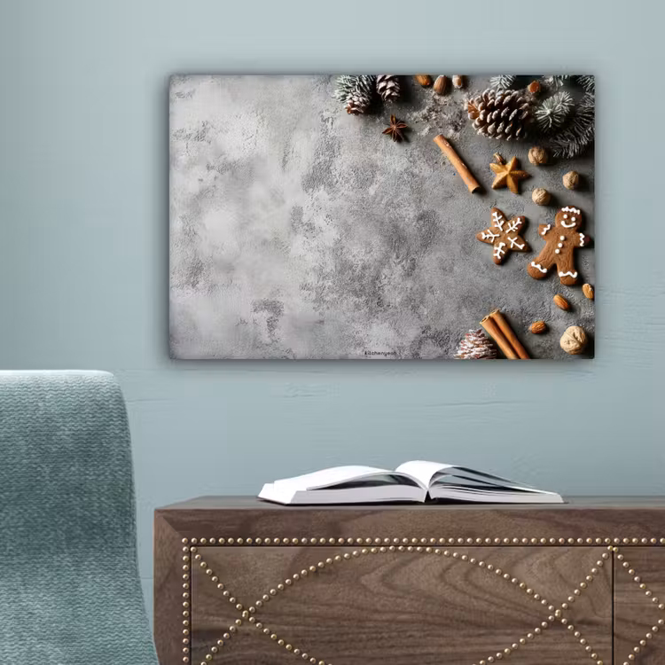 Winter - Kerst - Beton - Dennenappels canvas 2cm klein -sfeer4