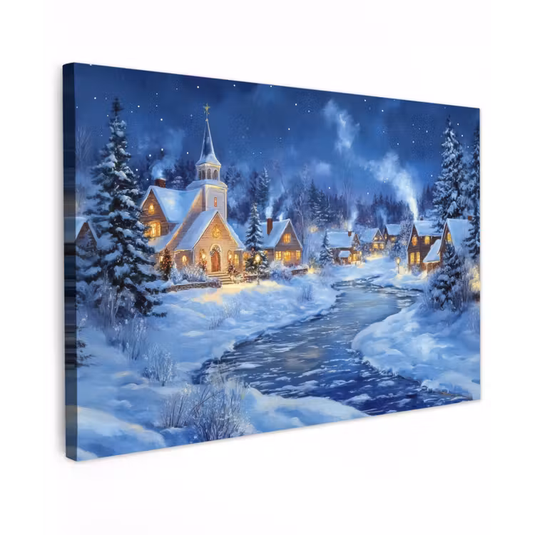 Winteravond - Kerstdorp - Donker canvas 2cm klein -z3d