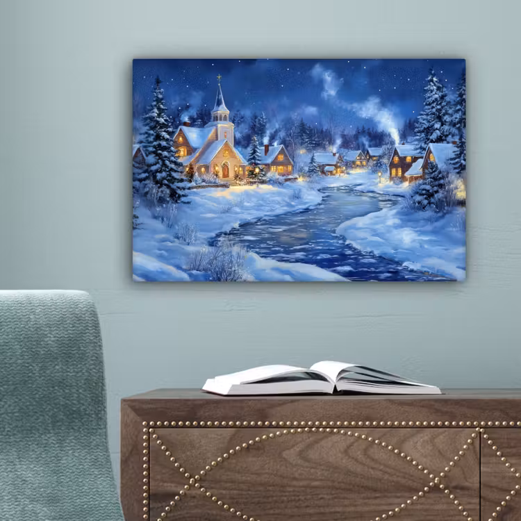 Winteravond - Kerstdorp - Donker canvas 2cm klein -sfeer4