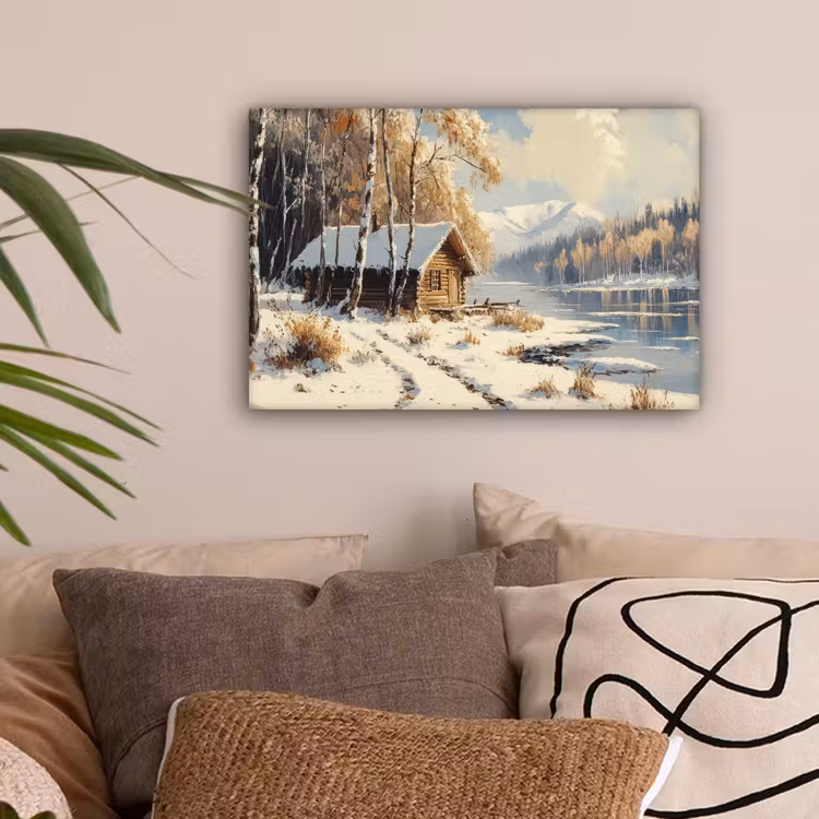 Winter - Sneeuw - Huis - Natuur canvas 2cm klein -sfeer1