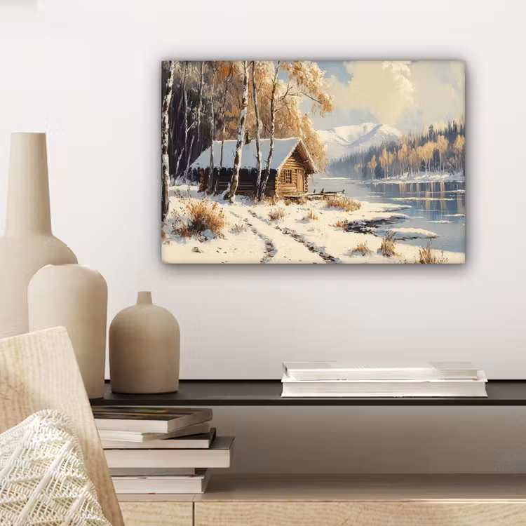 Winter - Sneeuw - Huis - Natuur canvas 2cm klein -sfeer6