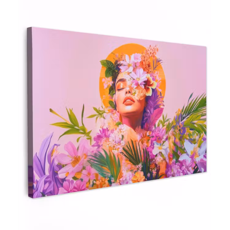 Vrouw - Abstract - Cirkel - Bloemen canvas 2cm klein -z3d