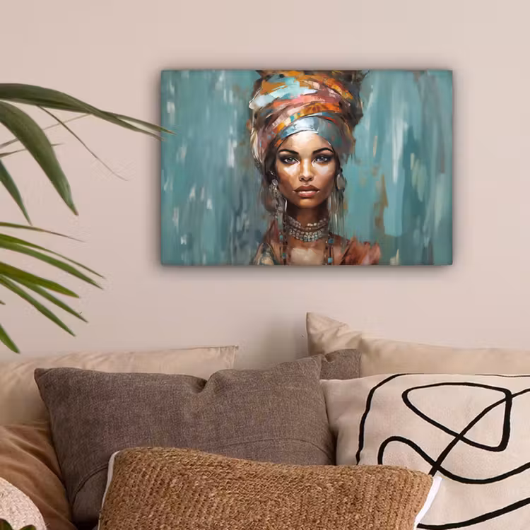Vrouw - Kunst - Sieraden - Portret canvas 2cm klein -sfeer1