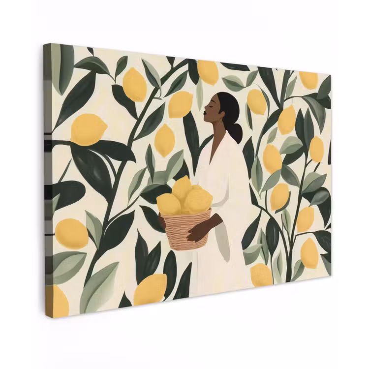 Vrouw - Mand - Citroenen - Bladeren canvas 2cm klein -z3d