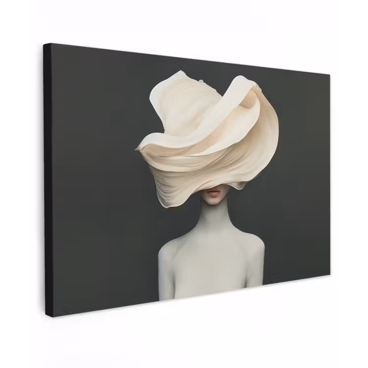 Vrouw - Beige - hoed canvas 2cm klein -z3d