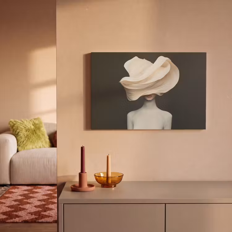 Vrouw - Beige - hoed canvas 2cm klein -sfeer1