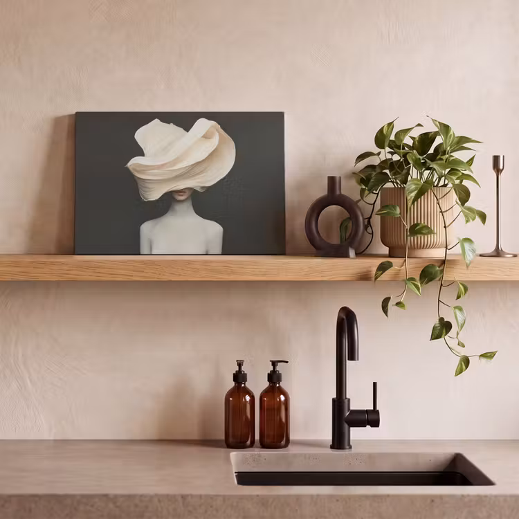 Vrouw - Beige - hoed canvas 2cm klein -sfeer3