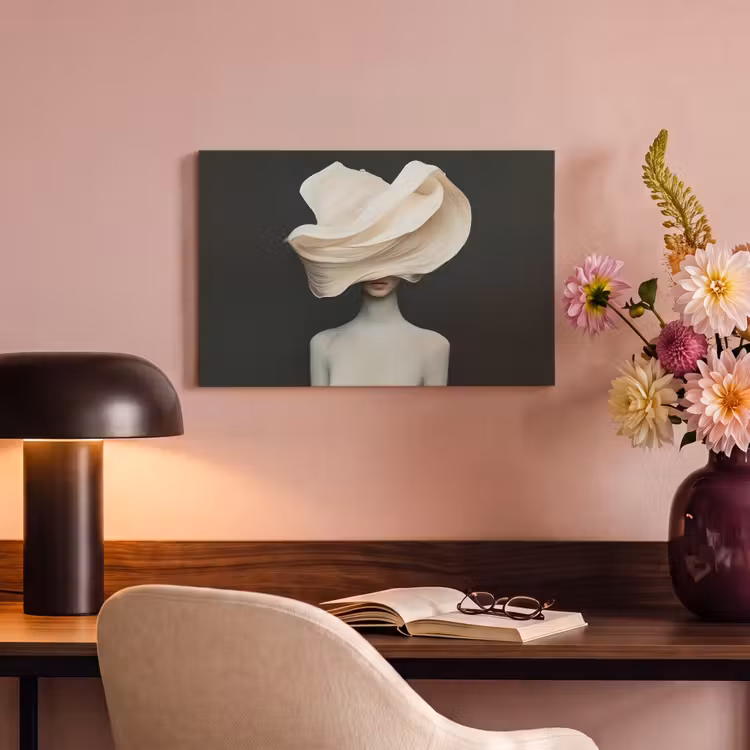Vrouw - Beige - hoed canvas 2cm klein -sfeer4