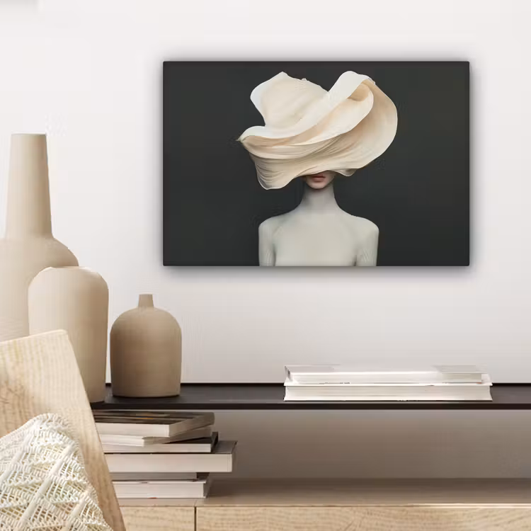 Vrouw - Beige - hoed canvas 2cm klein -sfeer6
