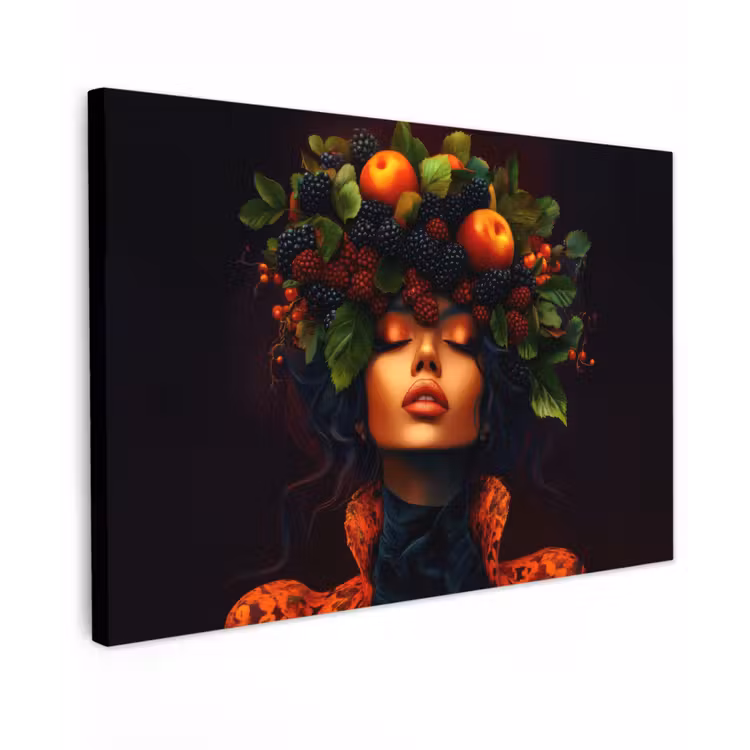 Vrouw - Zwart - Bessen - Bramen - Appels canvas 2cm klein -z3d