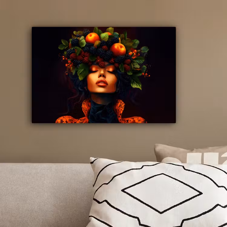 Vrouw - Zwart - Bessen - Bramen - Appels canvas 2cm klein -sfeer3