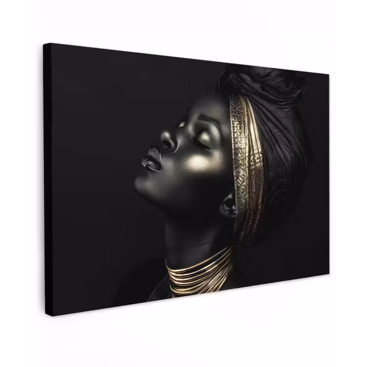 Vrouw - Zwart - Goud - Sieraden canvas 2cm klein -z3d