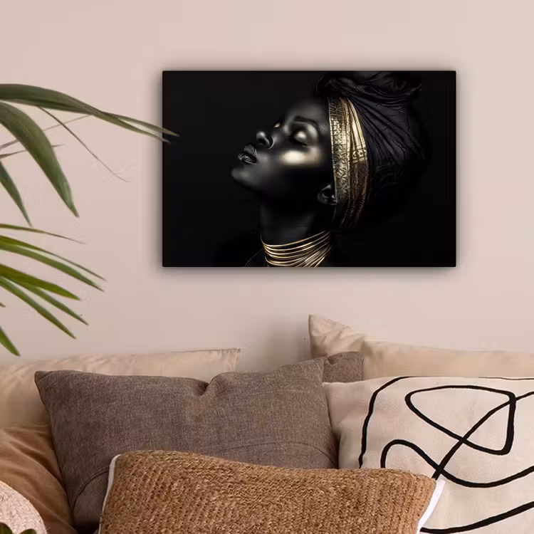 Vrouw - Zwart - Goud - Sieraden canvas 2cm klein -sfeer1